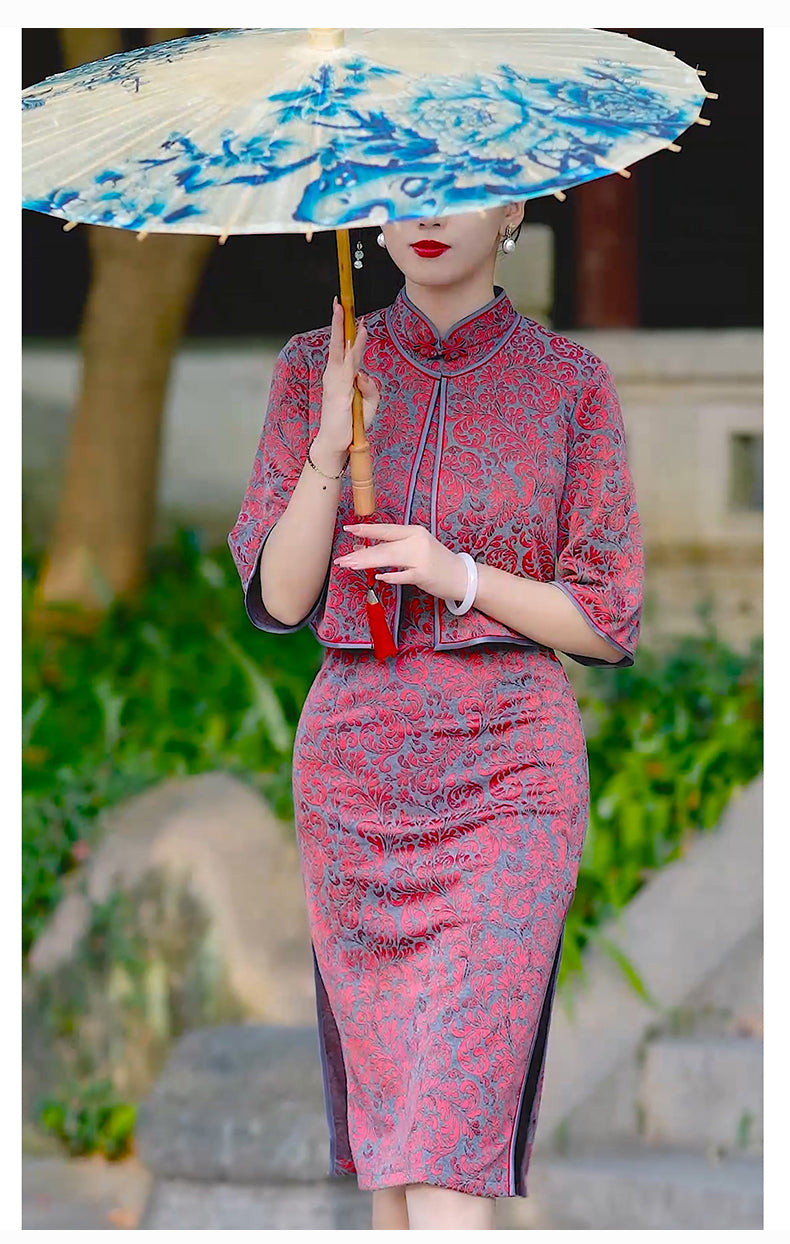 Traditional Chinese Cheongsam Dress. Pink Qipao. Vintage Dress for