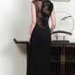 Black openback cheongsam dress.