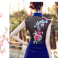 Blue cheongsam dress. Traditional Chinese Qipao dress.