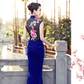 Blue cheongsam dress. Traditional Chinese Qipao dress.