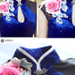 Blue cheongsam dress. Traditional Chinese Qipao dress.