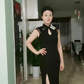 Black openback cheongsam dress.