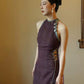 Purple sleeveless cheongsam dress. Modern sleeveless Qipao.