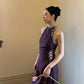 Purple sleeveless cheongsam dress. Modern sleeveless Qipao.