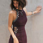 Purple sleeveless cheongsam dress. Modern sleeveless Qipao.