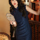 Elegant blue cheongsam. Chinese Qipao dress.