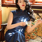 Elegant blue cheongsam. Chinese Qipao dress.