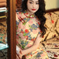 Elegant floral cheongsam. Chinese Qipao dress.