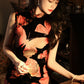 Elegant Chinese vintage cheongsam. Black qipao dress.