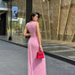 Retro elegant pink sleeveless gown. ball gown.