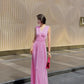 Retro elegant pink sleeveless gown. ball gown.