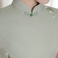 Green A-line cheongsam. Short sleeve cheongsam.