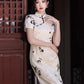 Traditional short-sleeved cheongsam. Floral cheongsam.