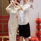 White cheongsam. Bridal dress. wedding dress.