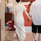 White cheongsam. Bridal dress. wedding dress.