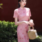 Pink short-sleeved cheongsam. for you.