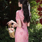 Pink short-sleeved cheongsam. for you.