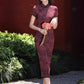 Dark red cheongsam. Short sleeve cheongsam. for you.