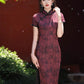 Dark red cheongsam. Short sleeve cheongsam. for you.