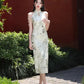 Green cheongsam. Sleeveless cheongsam. for you.