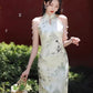 Green cheongsam. Sleeveless cheongsam. for you.