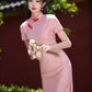 Pink cheongsam. Short sleeve cheongsam. for you.