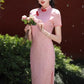 Pink cheongsam. Short sleeve cheongsam. for you.