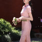 Pink cheongsam. Short sleeve cheongsam. for you.