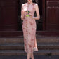 Pink butterfly cheongsam. Short sleeve cheongsam. for you.