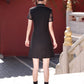 Black lace cheongsam. Short sleeve cheongsam. Black skirt. for you.