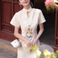 White cheongsam. Short sleeve cheongsam. White skirt. for you.