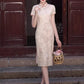 Light pink cheongsam. Short sleeve cheongsam. for you.