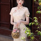 Light pink cheongsam. Short sleeve cheongsam. for you.