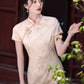 Light pink cheongsam. Short sleeve cheongsam. for you.