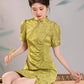 Green cheongsam. Short sleeve cheongsam. Green skirt. for you.