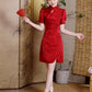 Red cheongsam. Short sleeve cheongsam. Chinese style red skirt. for you.