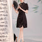 Black cheongsam. Short sleeve cheongsam. Chinese style black skirt. for you.