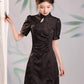 Black cheongsam. Short sleeve cheongsam. Chinese style black skirt. for you.