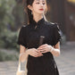 Black cheongsam. Short sleeve cheongsam. Chinese style black skirt. for you.