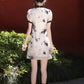 Cheongsam ink painting. Short sleeve cheongsam. Short skirt.