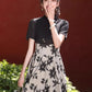 Black cheongsam. Short sleeve cheongsam. Black skirt.