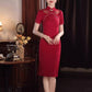 Red cheongsam. Short sleeve cheongsam. Chinese wedding dress.