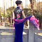 Blue cheongsam dress. Traditional Chinese Qipao dress.