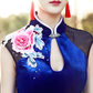 Blue cheongsam dress. Traditional Chinese Qipao dress.