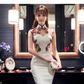 White cheongsam dress. Traditional Chinese Qipao.