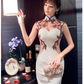 White cheongsam dress. Traditional Chinese Qipao.