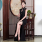 Black openback cheongsam dress.