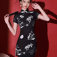 Black cheongsam. Chinese cheongsam dress. Short cheongsam. Black skirt.