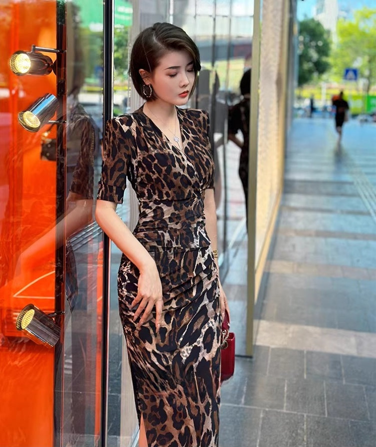 Stylish sexy leopard print dress.