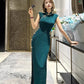 Green sleeveless cheongsam.